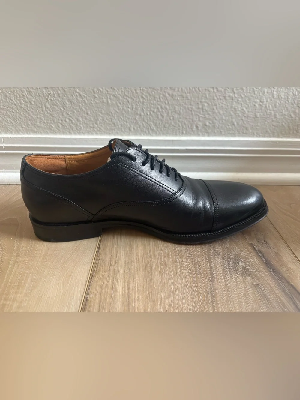 Cole Haan Black Leather Cap-Toe Derby Dress Shoes